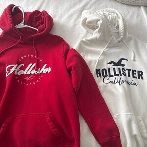 Hollister Red and White Hoodies Set